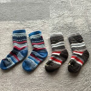 Smartwool Blue and Red Striped Kids Hike Socks